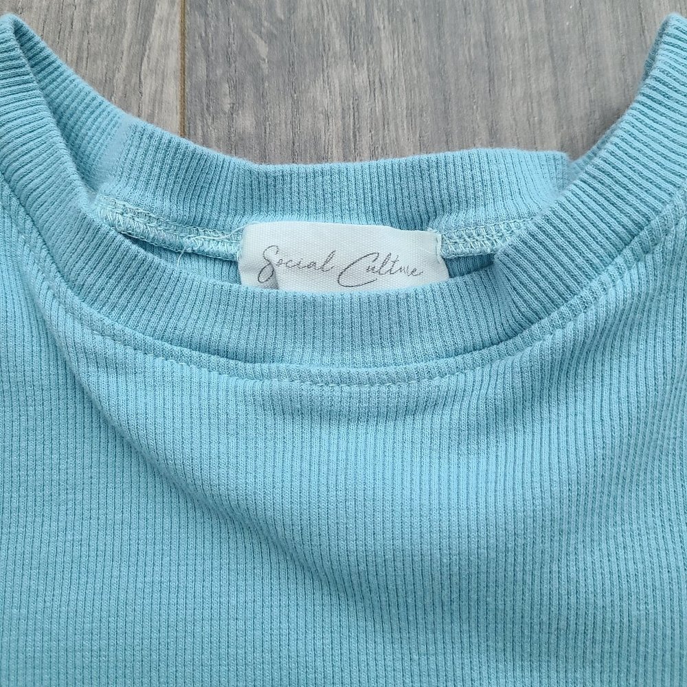 Aqua Ribbed Baby Tee - XS - Picture 8 of 11